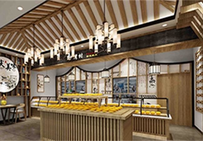中式糕點店面裝修設計效果圖，尋古探味懷抱初心